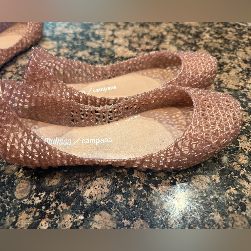 Mini Melissa Campana Glitter Rose Jelly Ballet Flats